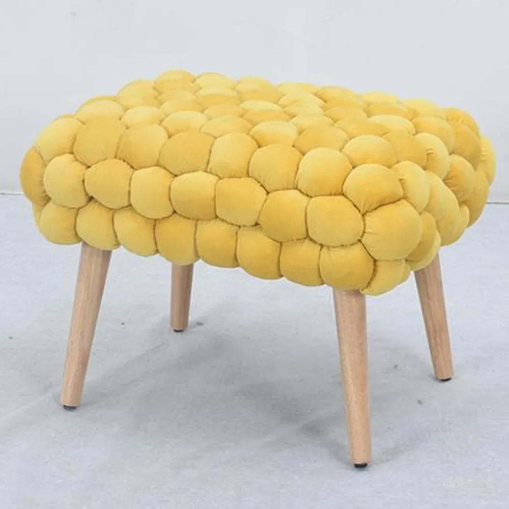 Cushla Small Footstool - Yellow, Velvet