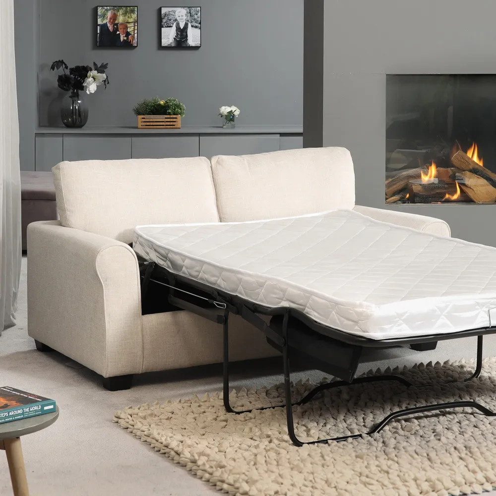 Dawson 2-Seater Sofa Bed with Pull-Out - Beige, Fabric
