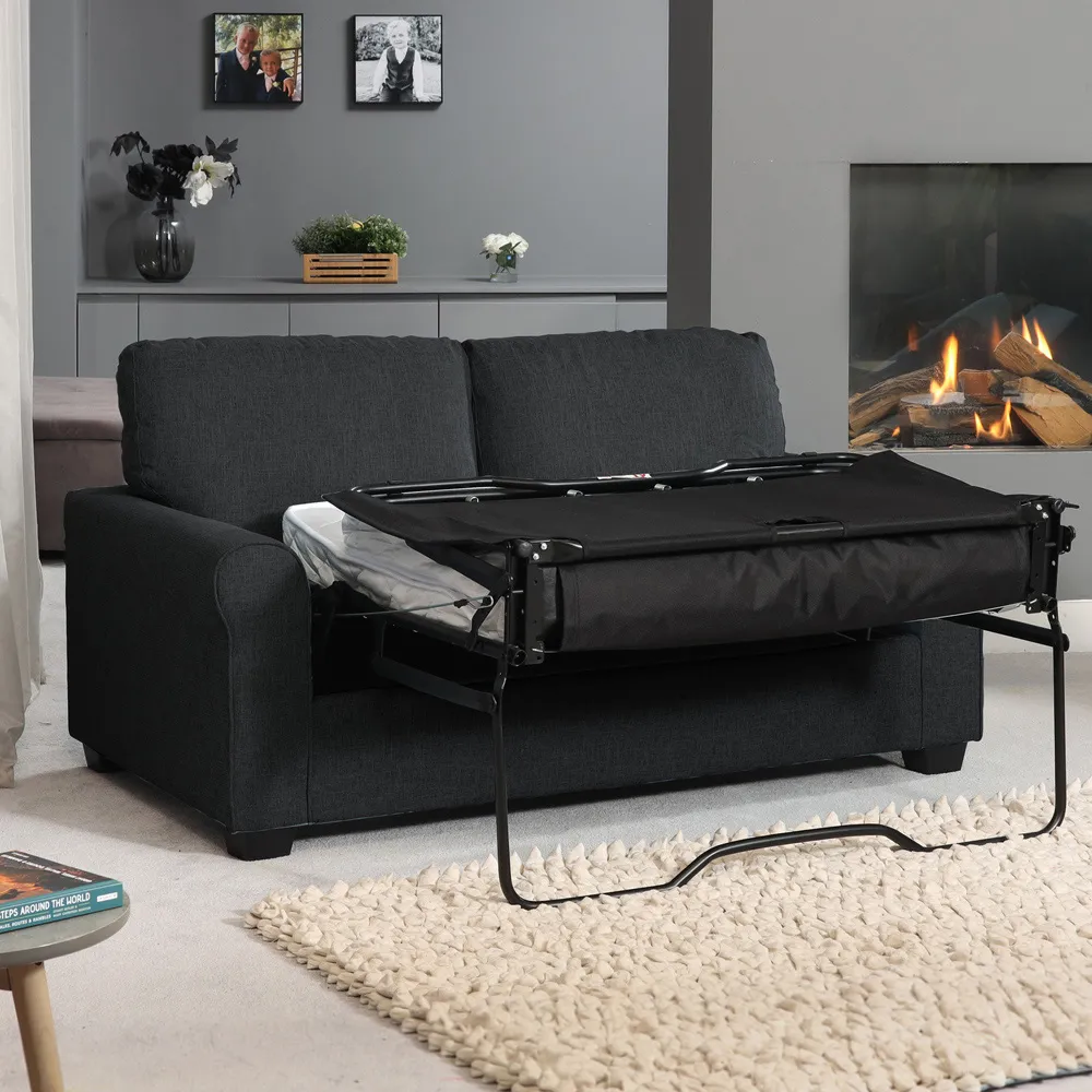 Dawson 2-Seater Sofa Bed with Pull-Out - Black, Fabric