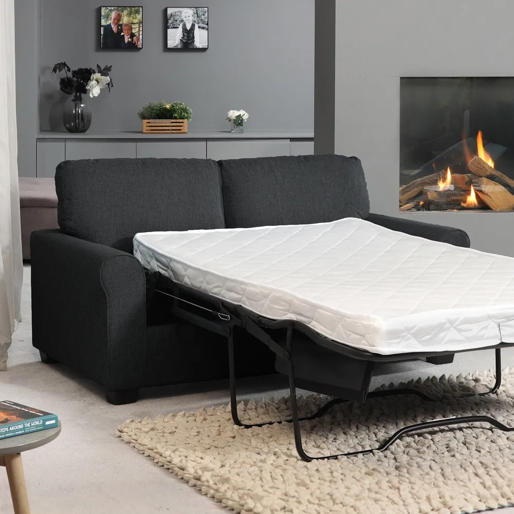 Dawson 2-Seater Sofa Bed with Pull-Out - Black, Fabric