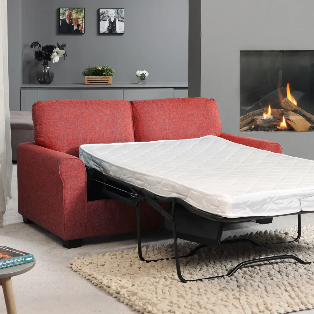 Dawson 2-Seater Sofa Bed with Pull-Out - Red, Fabric