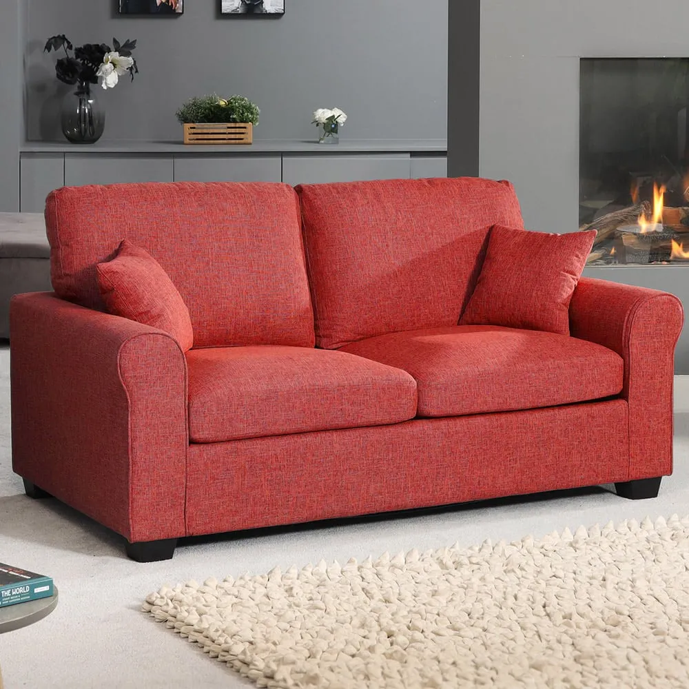 Dawson 2-Seater Sofa Bed with Pull-Out - Red, Fabric
