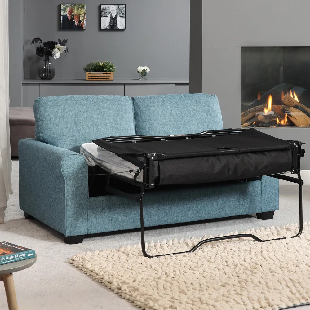 Dawson 2-Seater Sofa Bed with Pull-Out - Teal, Fabric
