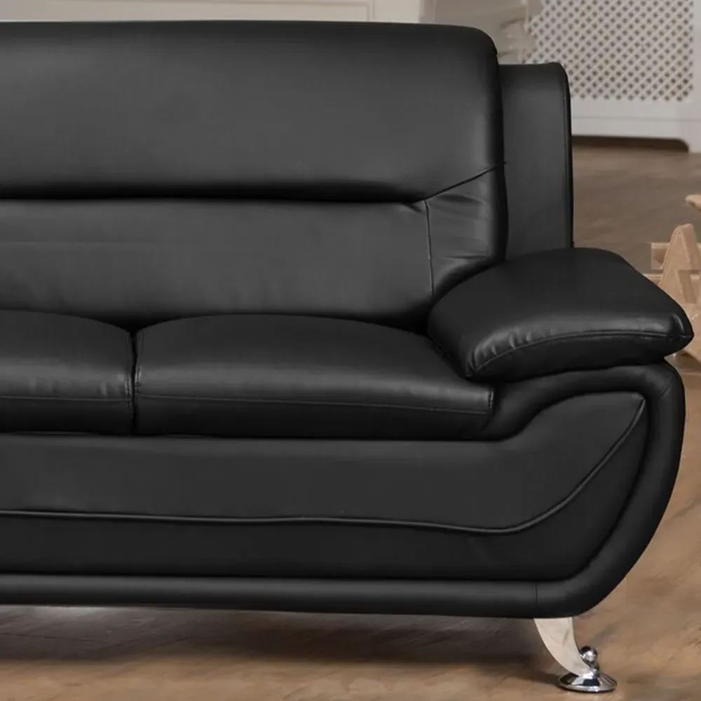 Dexter 3-Seater Sofa - Black, Leather