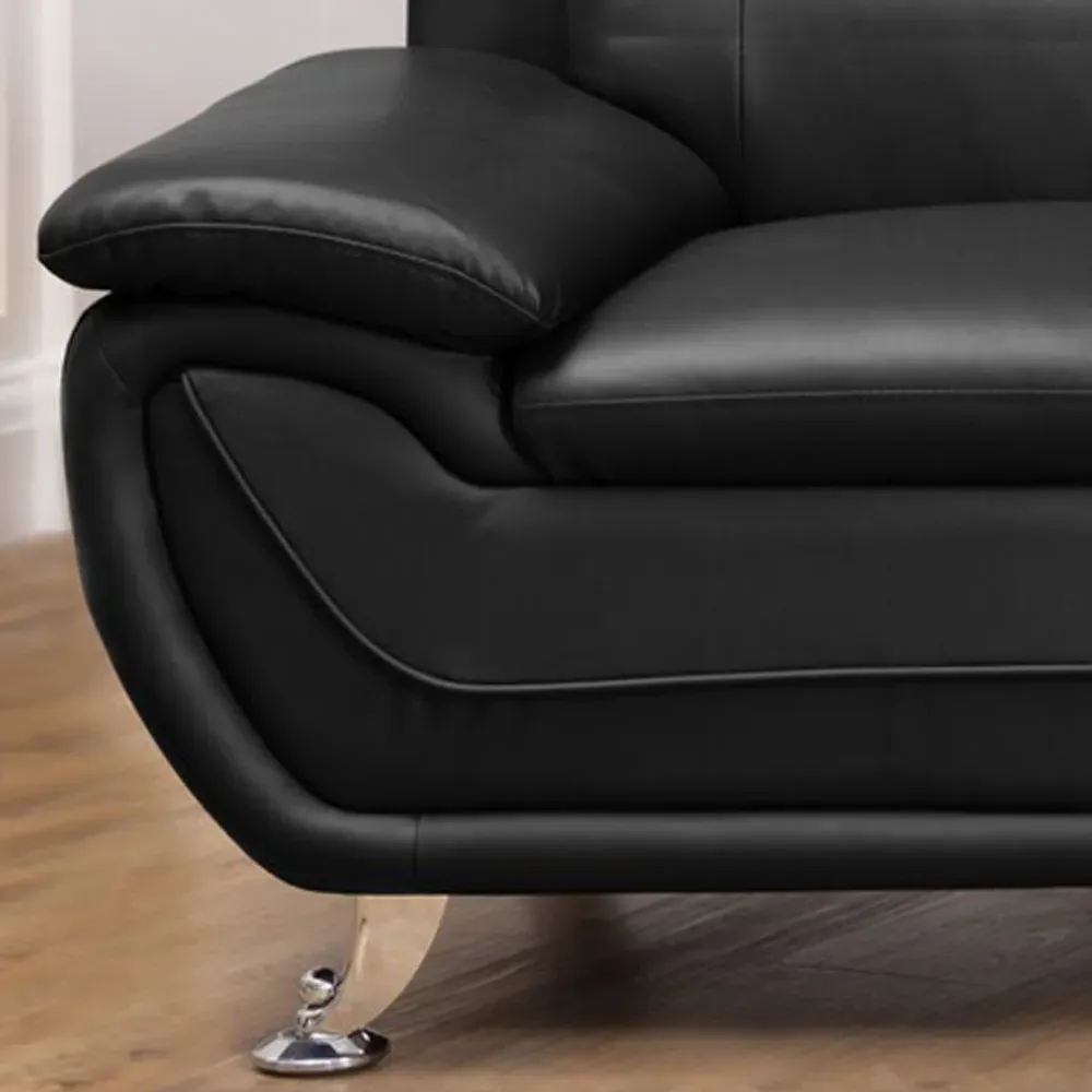 Dexter 3-Seater Sofa - Black, Leather