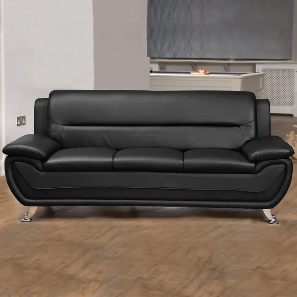 Dexter 3-Seater Sofa - Black, Leather