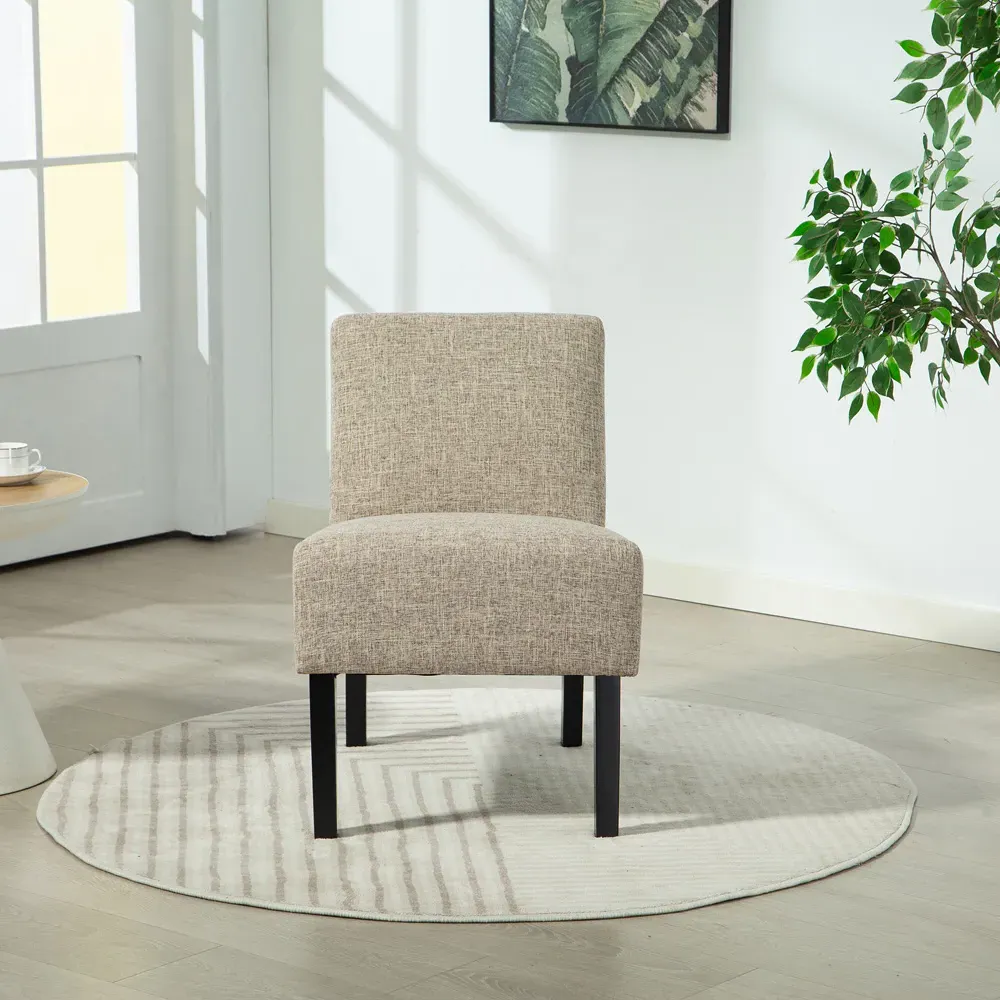 Elara Fabric Accent Chair - Light Brown