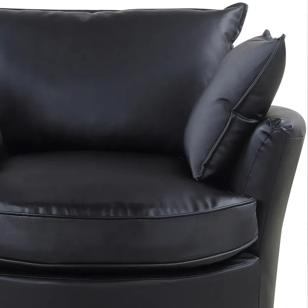 Fairburn Swivel Cuddle Chair - Black, Bonded Leather