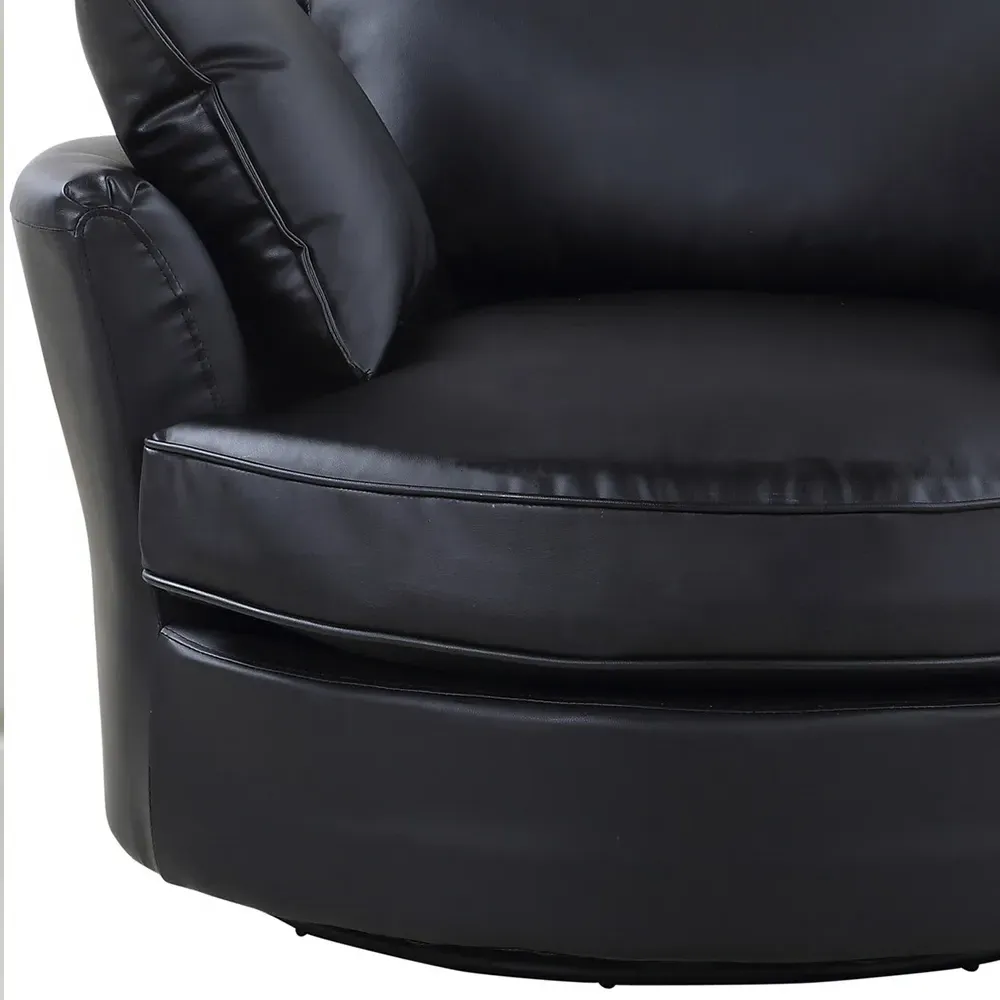 Fairburn Swivel Cuddle Chair - Black, Bonded Leather