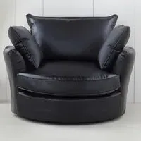 Fairburn Swivel Cuddle Chair - Black, Bonded Leather
