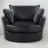 Fairburn Swivel Cuddle Chair - Black, Bonded Leather