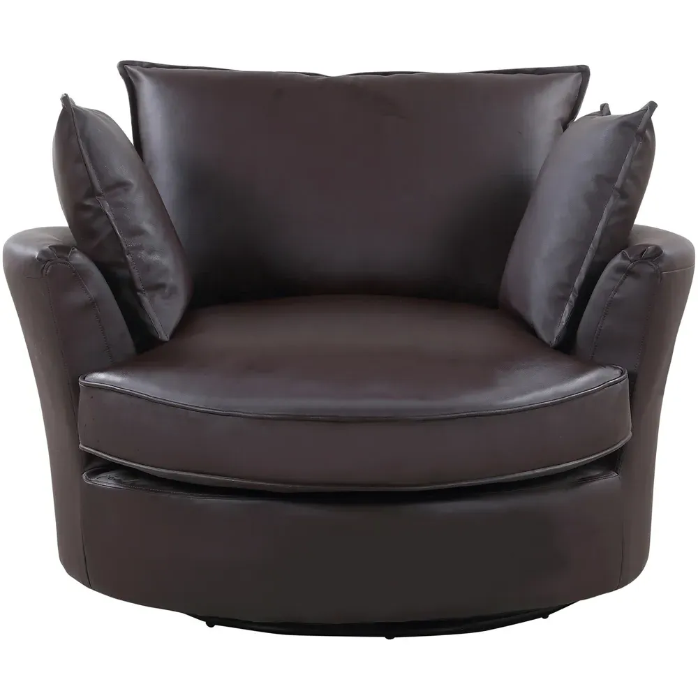 Fairburn Swivel Cuddle Chair - Brown, Bonded Leather