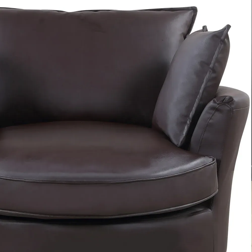 Fairburn Swivel Cuddle Chair - Brown, Bonded Leather