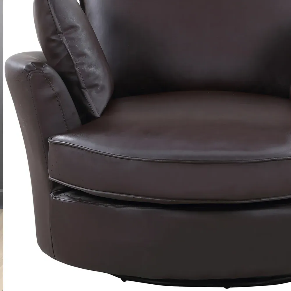 Fairburn Swivel Cuddle Chair - Brown, Bonded Leather