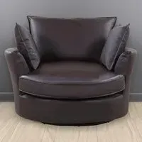 Fairburn Swivel Cuddle Chair - Brown, Bonded Leather