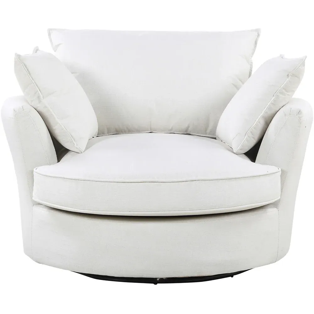 Fairburn Swivel Cuddle Chair - Cream, Bonded Leather