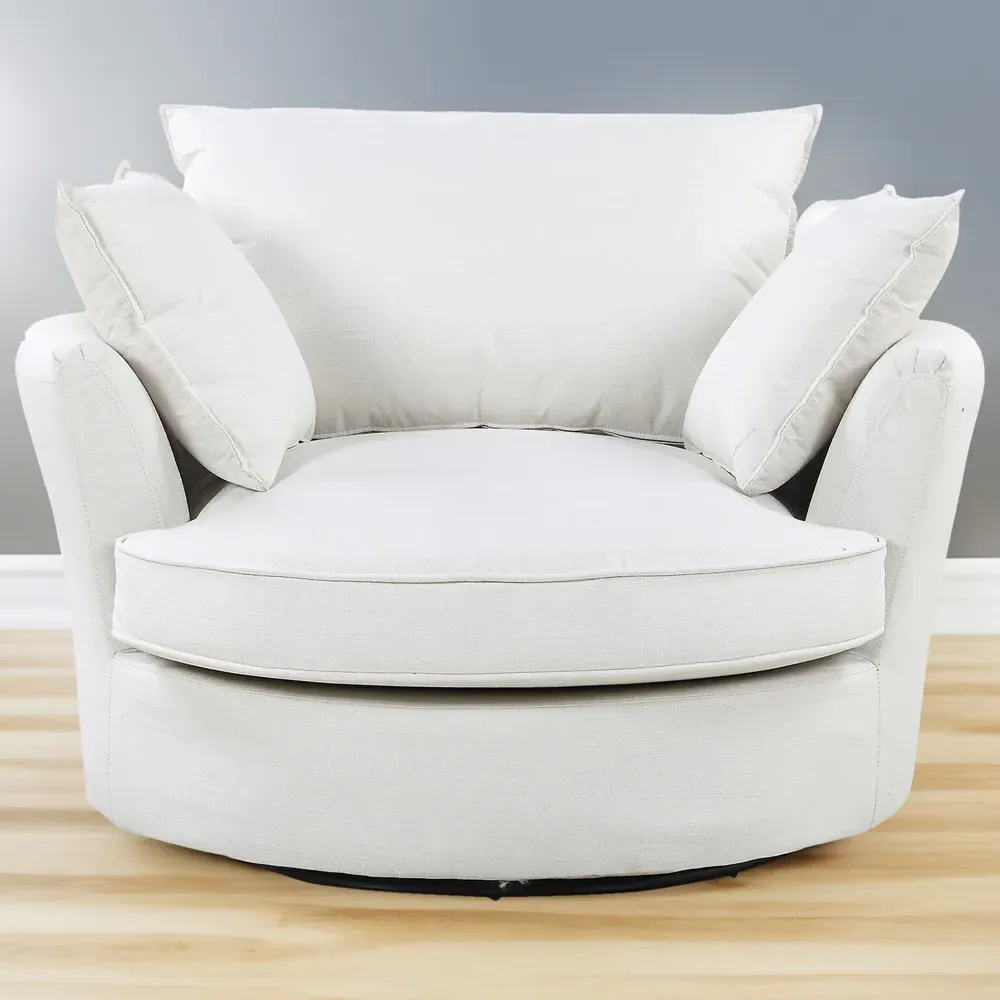 Fairburn Swivel Cuddle Chair - Cream, Bonded Leather
