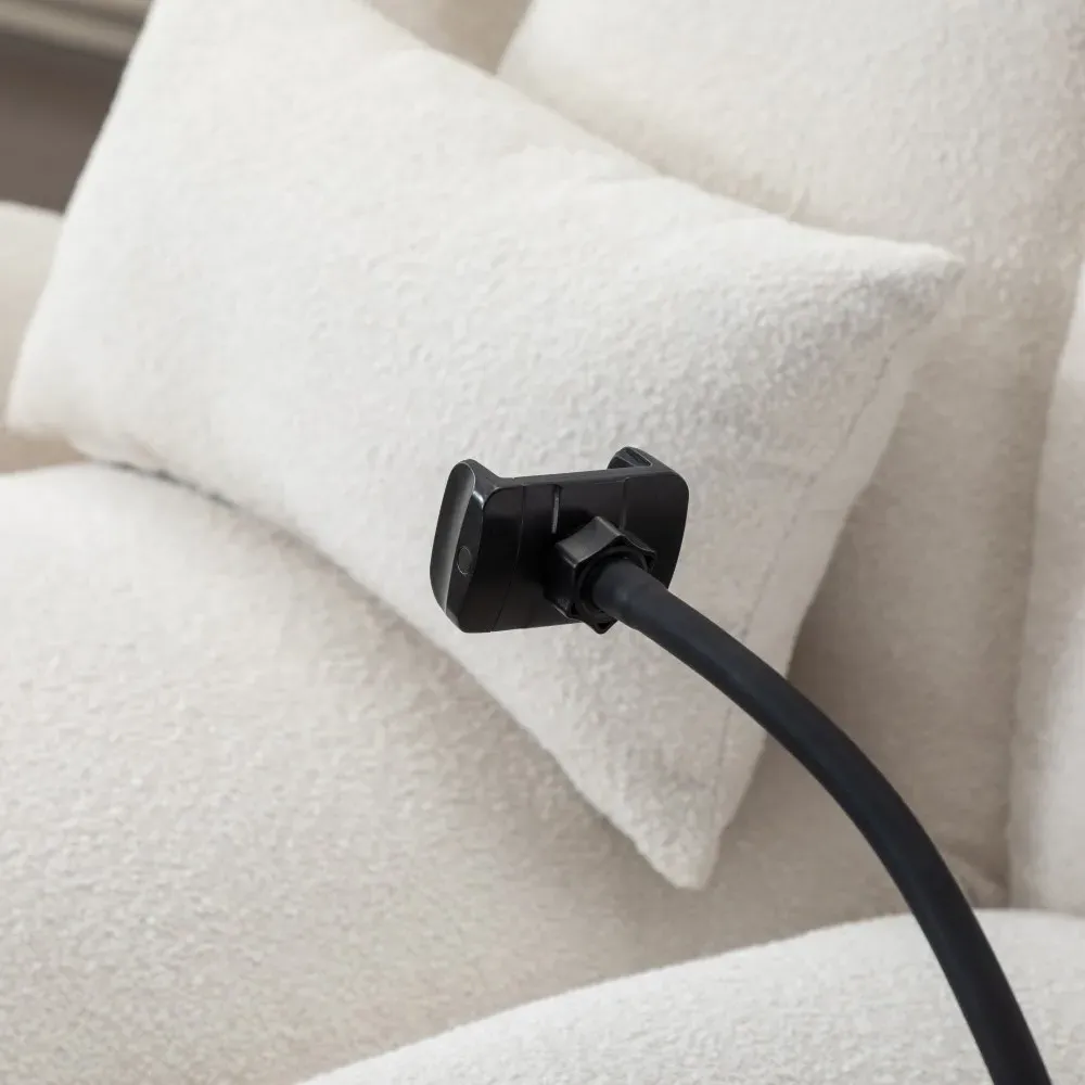 Fallon Swivel Recliner Chair with Phone Holder - Cream, Boucle