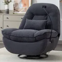 Fallon Swivel Recliner Chair with Phone Holder - Dark Grey, Boucle