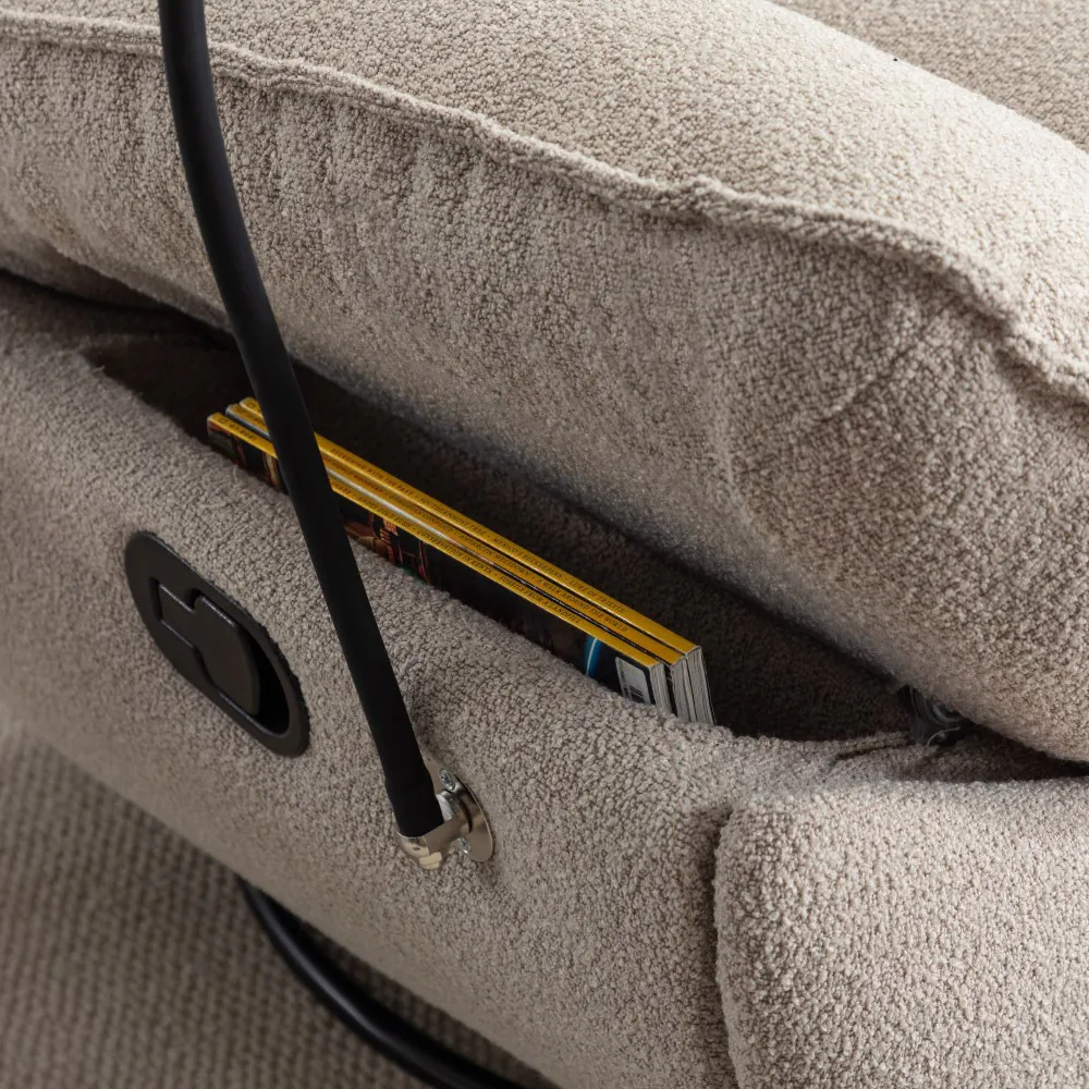 Fallon Swivel Recliner Chair with Phone Holder - Light Brown, Boucle