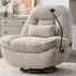 Fallon Swivel Recliner Chair with Phone Holder - Light Brown, Boucle