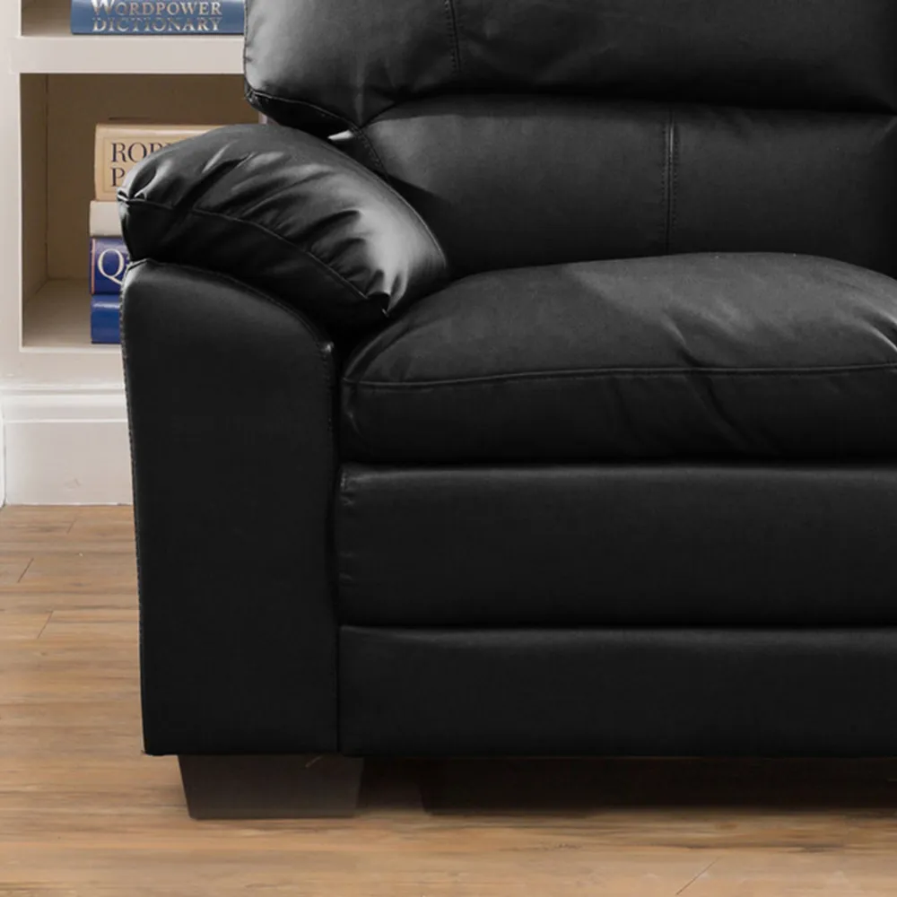 Genoa 2-Seater Sofa - Black, Bonded Leather