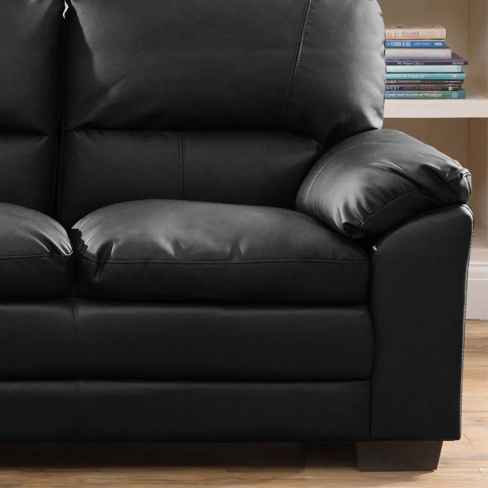 Genoa 2-Seater Sofa - Black, Bonded Leather