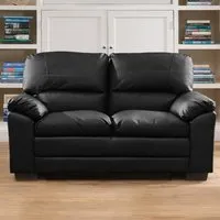 Genoa 2-Seater Sofa - Black, Bonded Leather