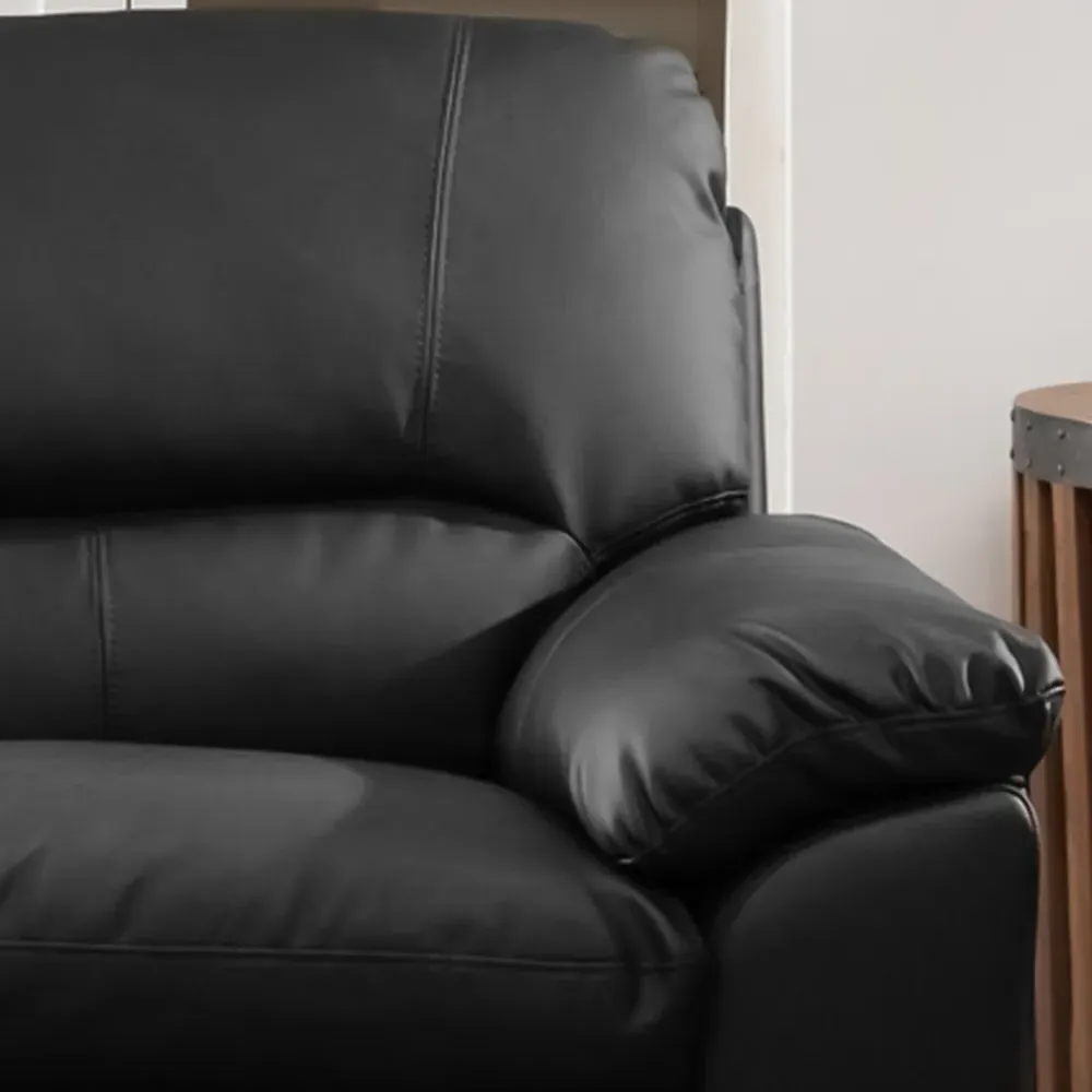 Genoa 3-Seater Sofa Bed with Pull-Out - Black, Bonded Leather