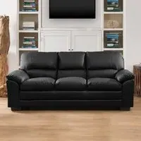 Genoa 3-Seater Sofa Bed with Pull-Out - Black, Bonded Leather