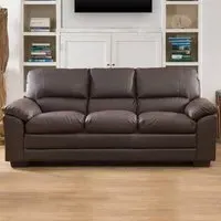Genoa 3-Seater Sofa Bed with Pull-Out - Brown, Bonded Leather