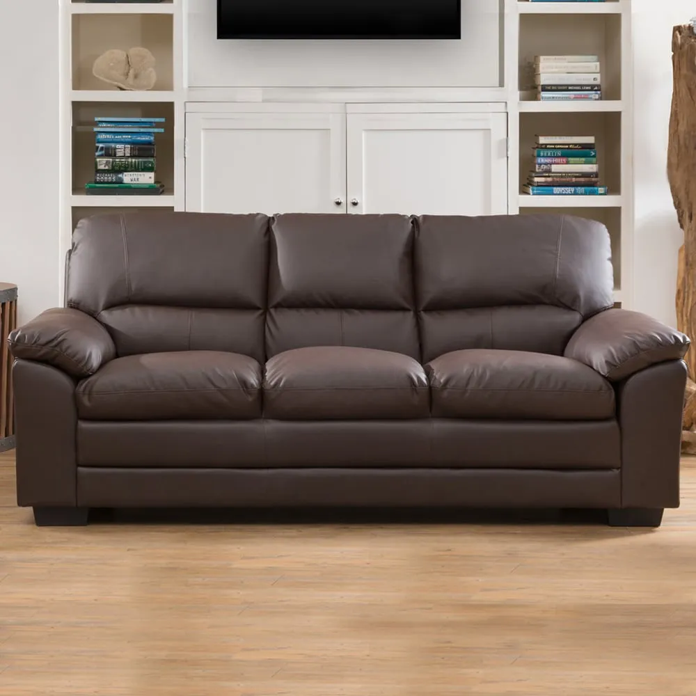 Genoa 3-Seater Sofa Bed with Pull-Out - Brown, Bonded Leather image
