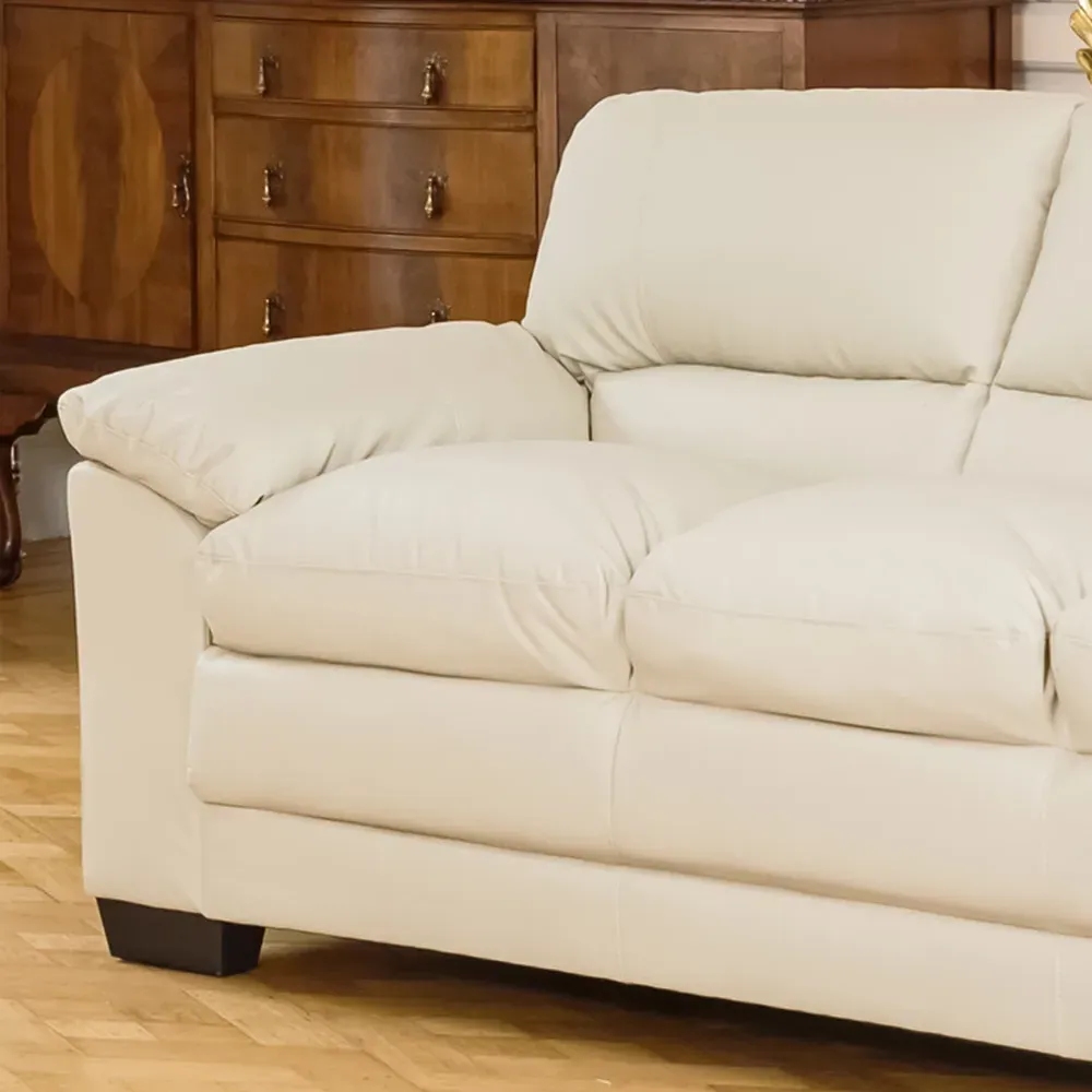 Genoa 3-Seater Sofa Bed with Pull-Out - Cream, Bonded Leather