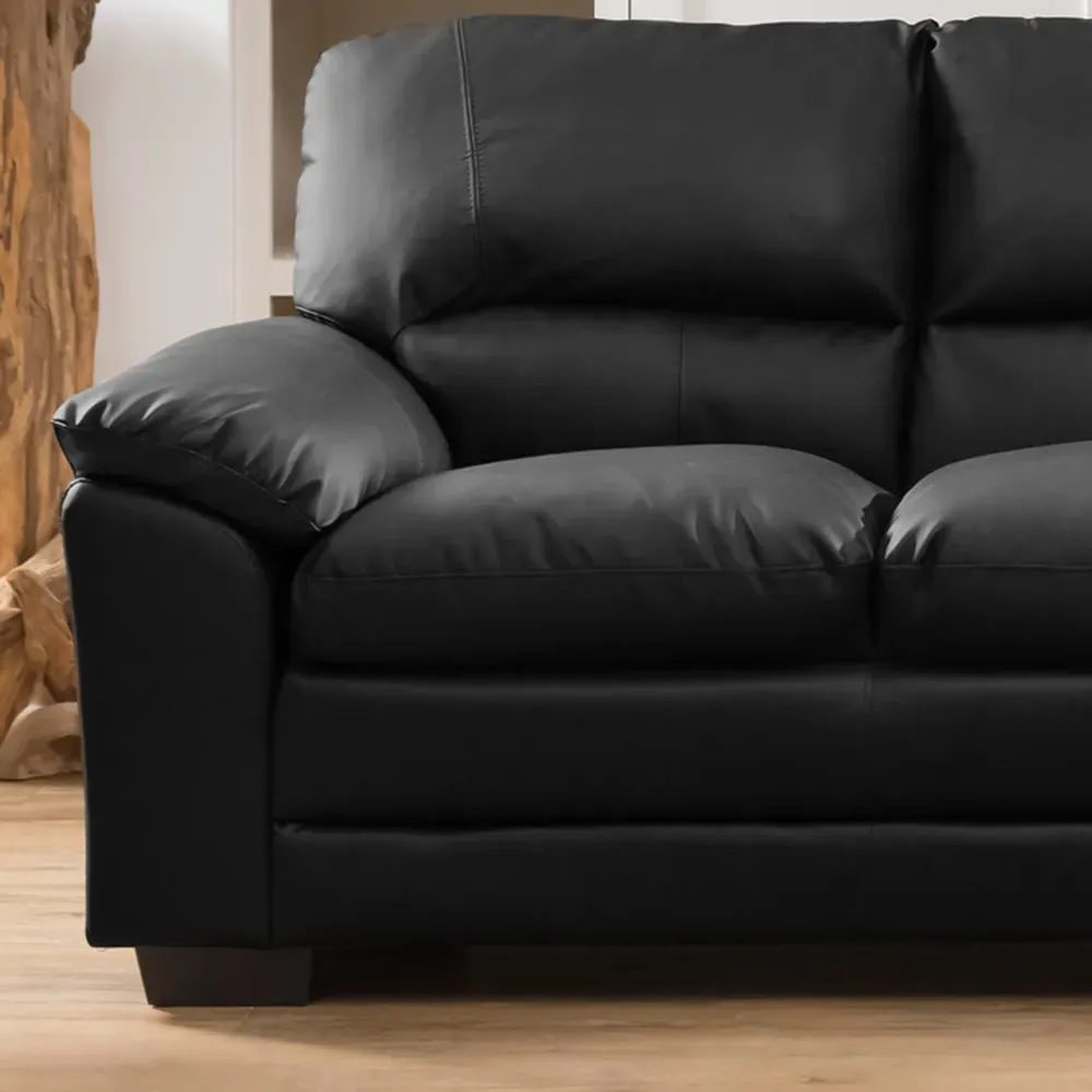 Genoa 3-Seater Sofa - Black, Bonded Leather