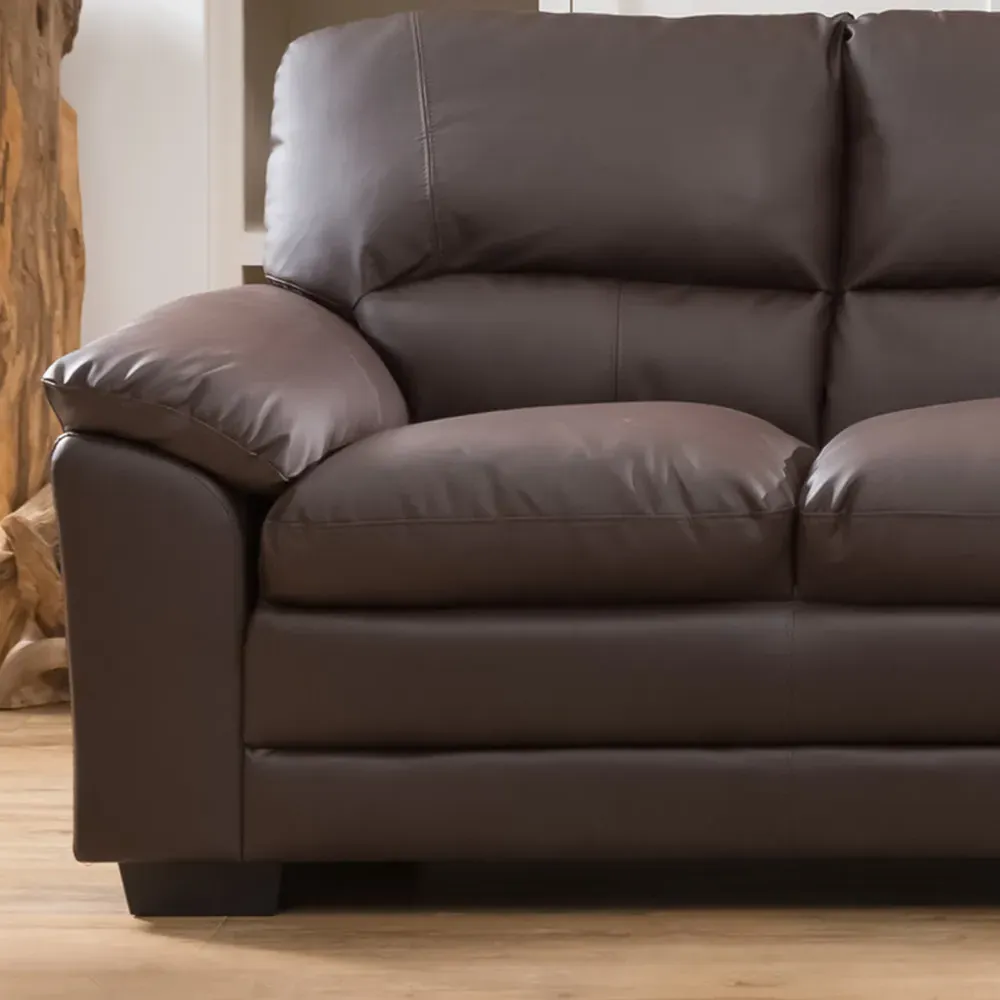 Genoa 3-Seater Sofa - Brown, Bonded Leather