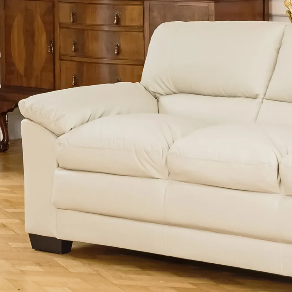 Genoa 3-Seater Sofa - Cream, Bonded Leather