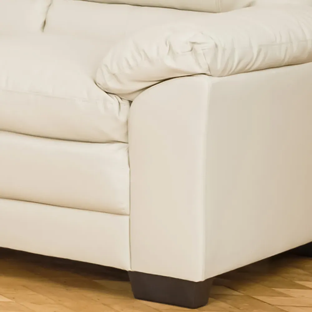 Genoa 3-Seater Sofa - Cream, Bonded Leather