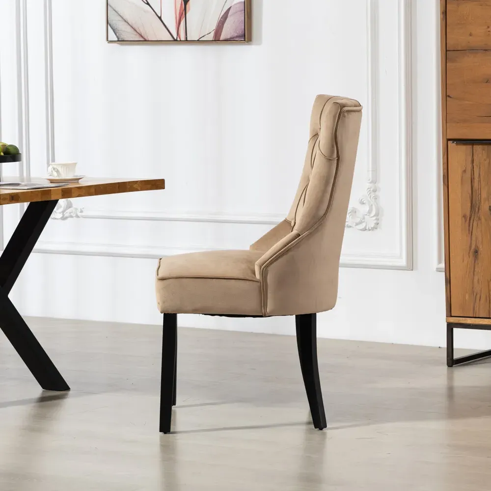 Genola Set of 2 Dining Chairs - Brown, Velvet