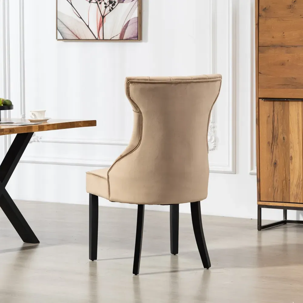 Genola Set of 2 Dining Chairs - Brown, Velvet