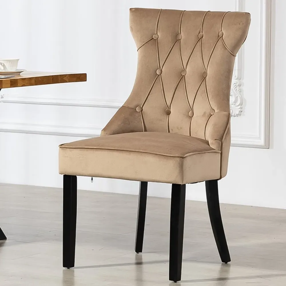 Genola Set of 2 Dining Chairs - Brown, Velvet image