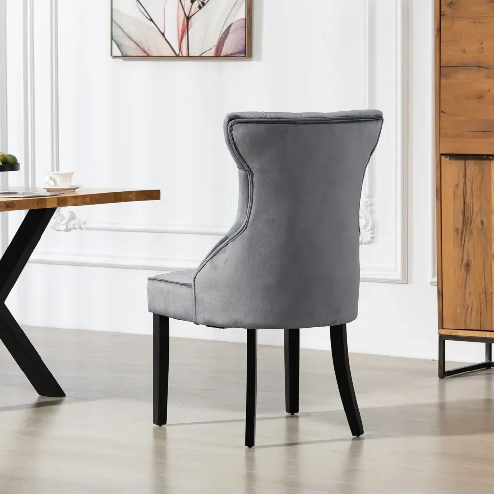 Genola Set of 2 Dining Chairs - Grey, Velvet