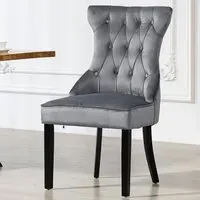 Genola Set of 2 Dining Chairs - Grey, Velvet