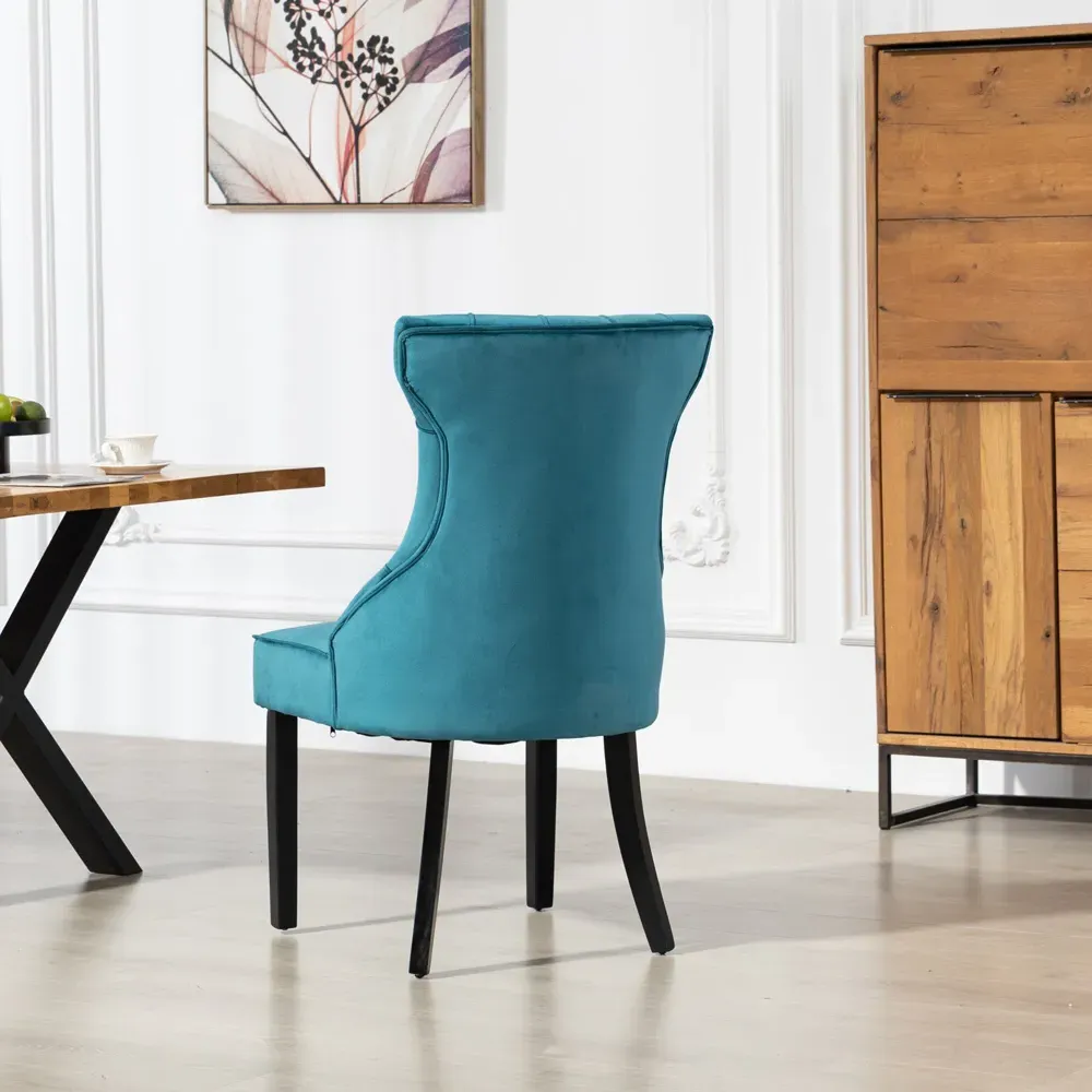Genola Set of 2 Dining Chairs - Teal, Velvet