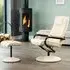Gibson Swivel Recliner Chair with Footstool - Cream, Leather
