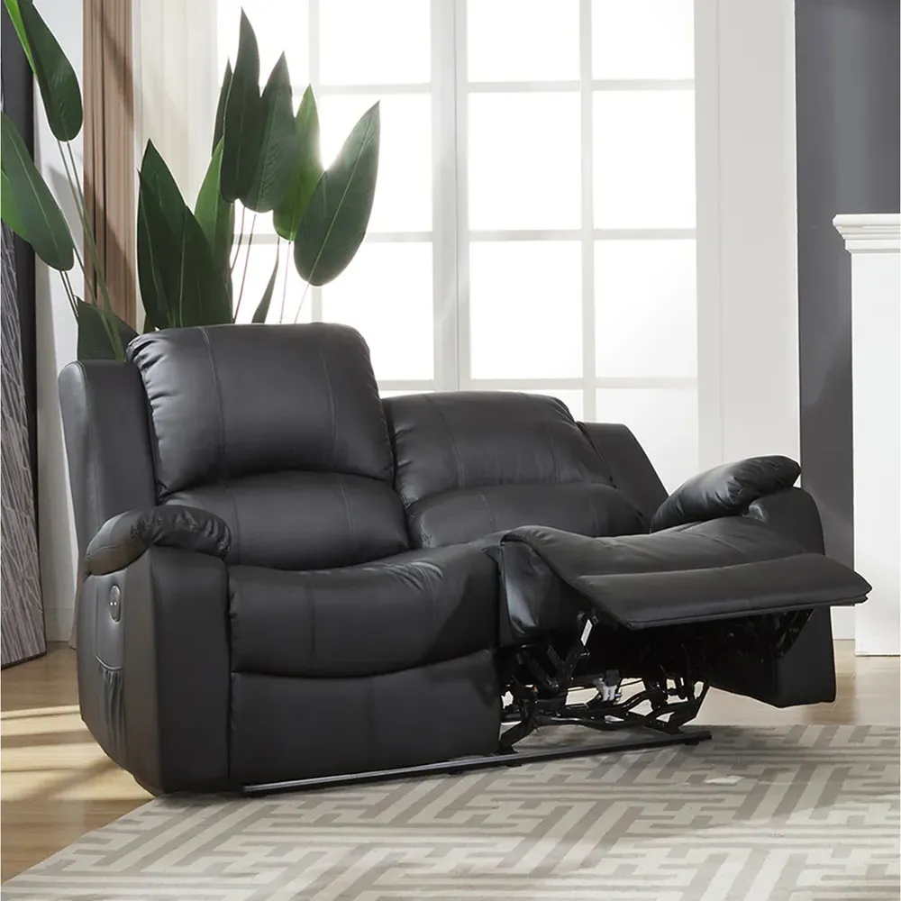 Glendale 2-Seater Electric Recliner Sofa - Black, Bonded Leather