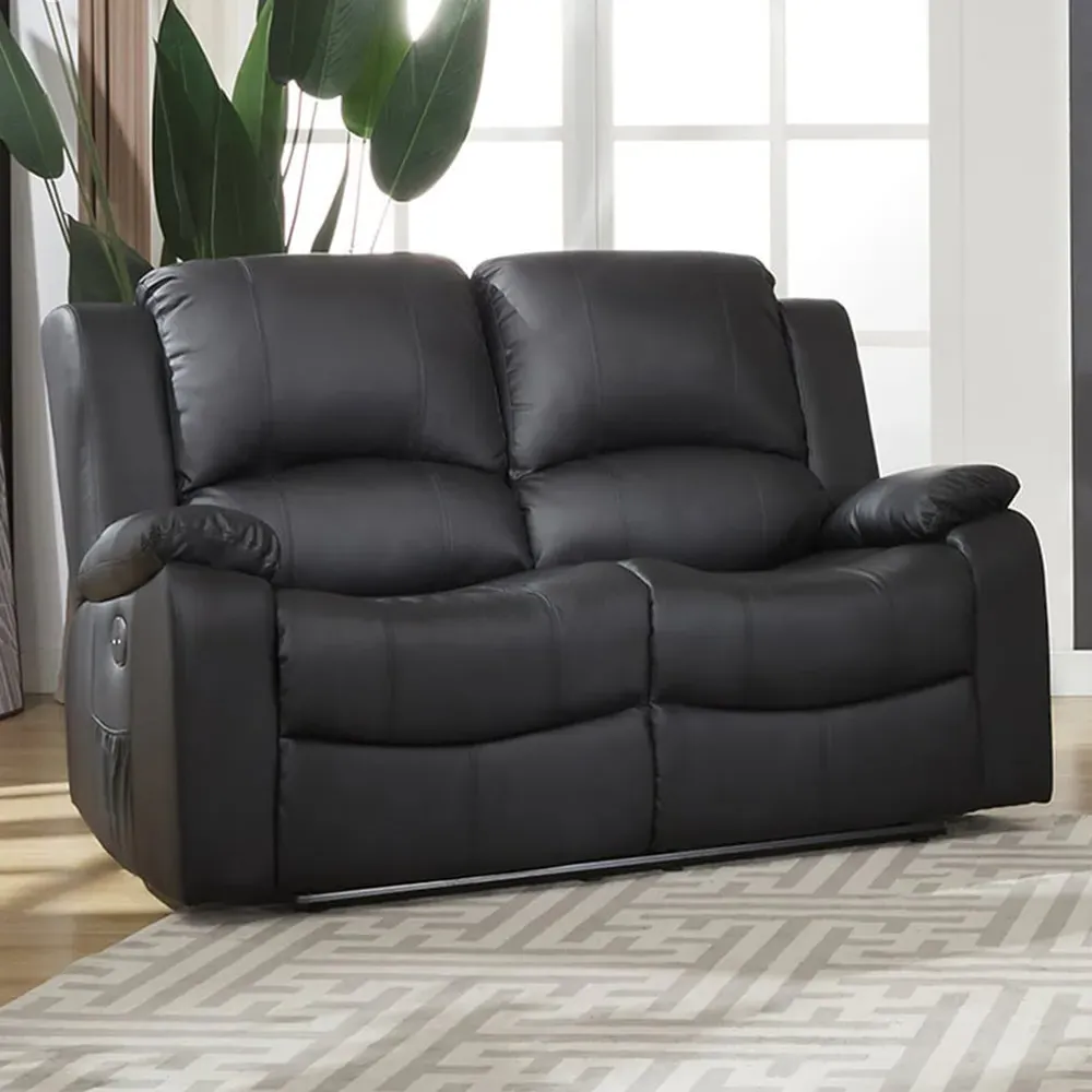 Glendale 2-Seater Electric Recliner Sofa - Black, Bonded Leather