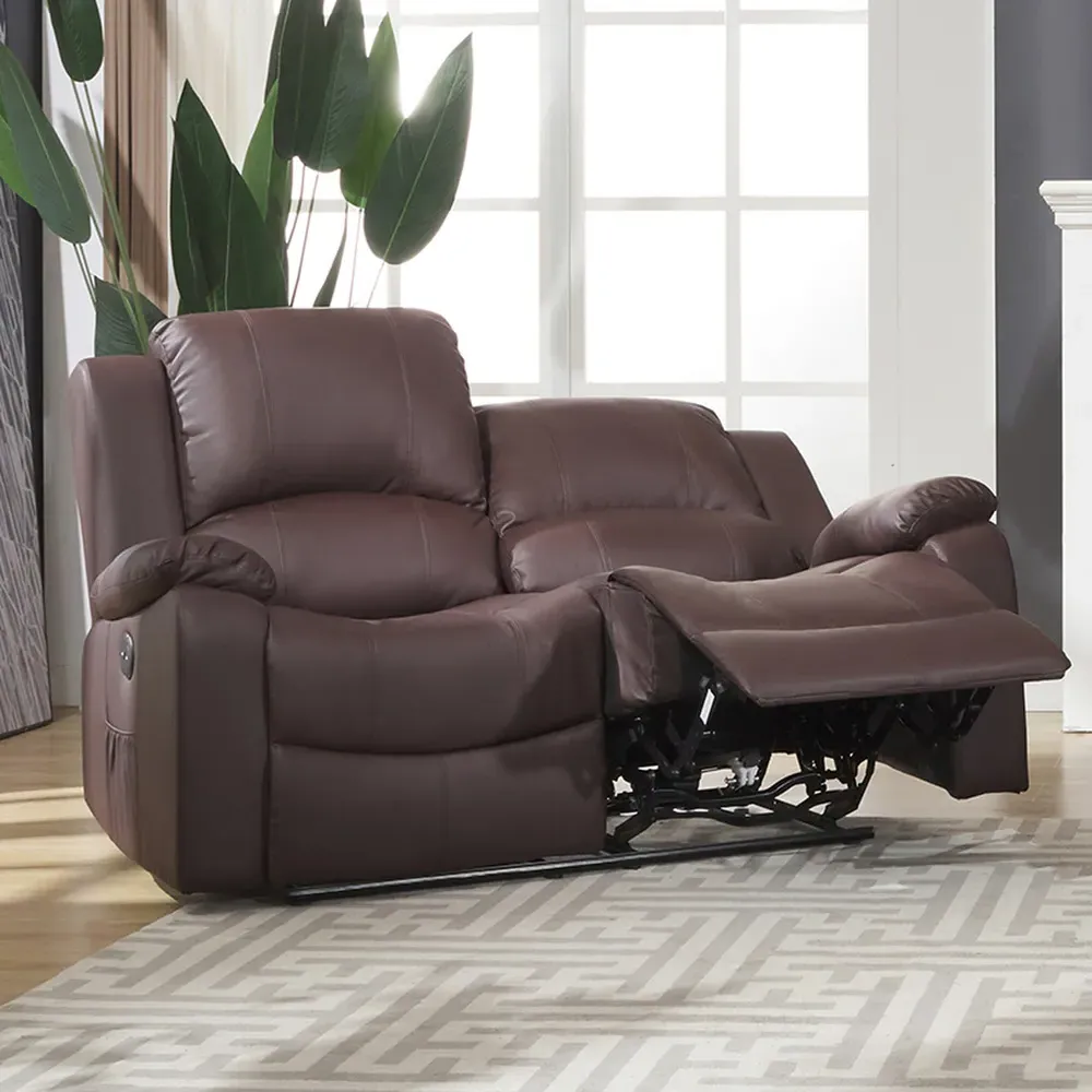 Glendale 2-Seater Electric Recliner Sofa - Brown, Bonded Leather