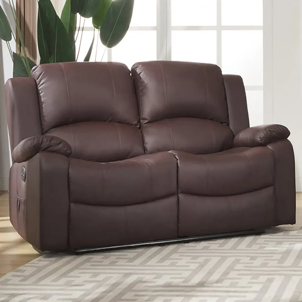 Glendale 2-Seater Electric Recliner Sofa - Brown, Bonded Leather