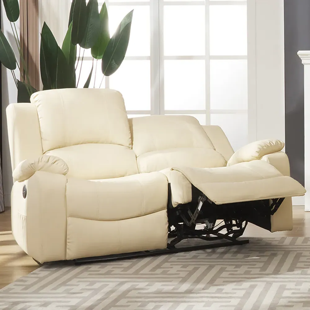 Glendale 2-Seater Electric Recliner Sofa - Cream, Bonded Leather