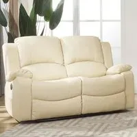 Glendale 2-Seater Electric Recliner Sofa - Cream, Bonded Leather